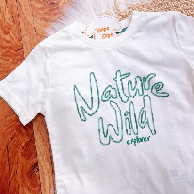  Conj. Camiseta Nature Wild e Bermuda - Off White e Verde
